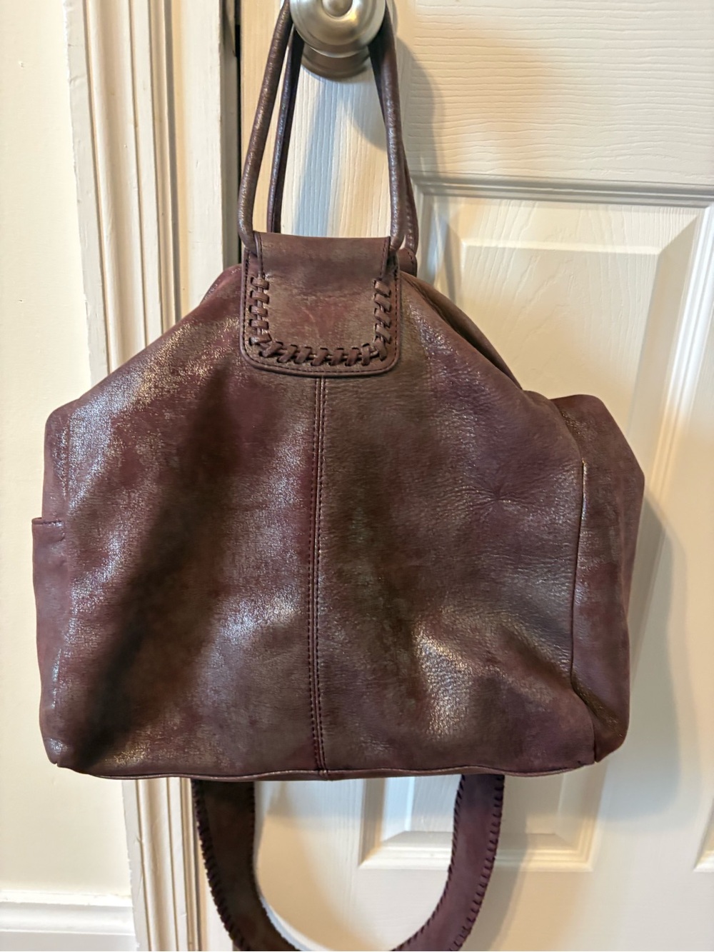 HOBO “Sheila” Deep Plum Leather Tote Handbag